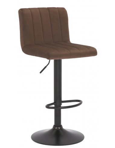 Barstol i metal og velour H85 - 106 cm - Sort/Brun