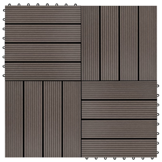 vidaXL terrassefliser 22 stk. 30 x 30 cm 2 m2 WPC mørkebrun