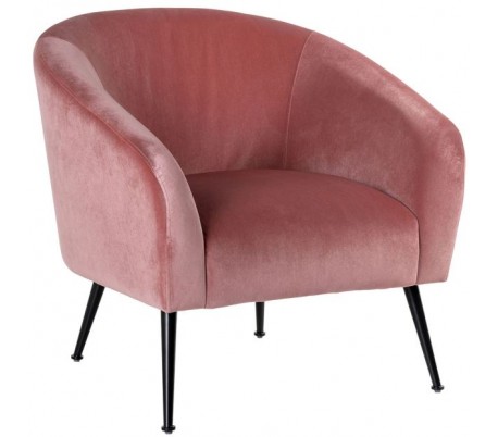 Inova lænestol i velour og metal H74 cm - Sort/Pink