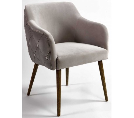 Spisebordsstol i velour og egetræ H82 cm - Pigmenteret/Taupe