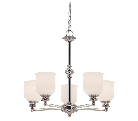 Melrose 5 Lysekrone Ø61 cm - Poleret krom/Hvid
