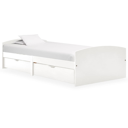 vidaXL sengestel med 2 skuffer 90x200 cm massivt fyrretræ hvid
