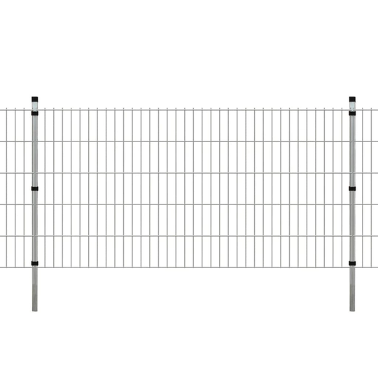 vidaXL 2D paneler og pæle til havehegn, 2.008x1.030 mm, 12 m, sølvgrå