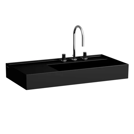 Kartell Laufen håndvask, 90x46 cm, hylde til venstre, mat sort
