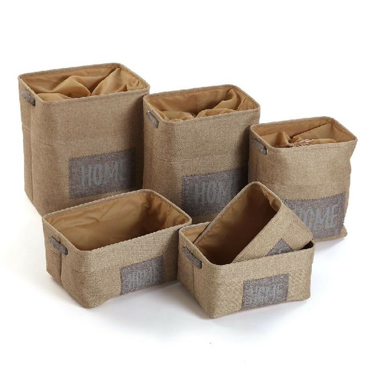 Kurvesæt Versa Home Beige Tekstil (30 x 40 x 45 cm) (6 Dele)