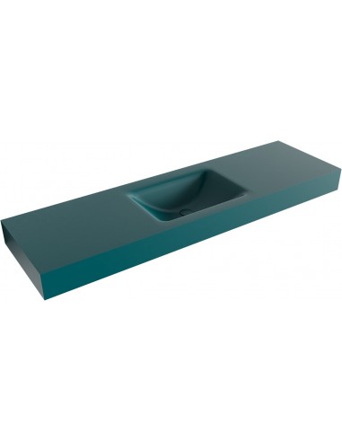 CLOUD væghængt håndvask 160 x 46 cm Solid surface - Petrolium