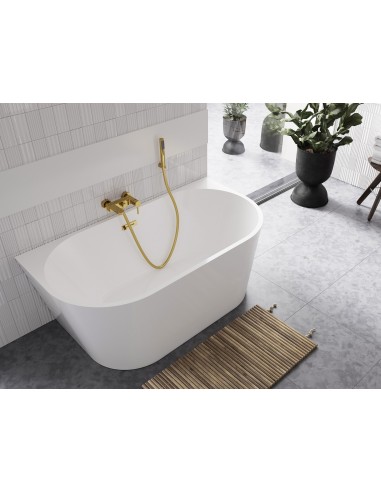 VICA Vægmonteret badekar 150 x 80 cm Akryl - Blank hvid/Guld