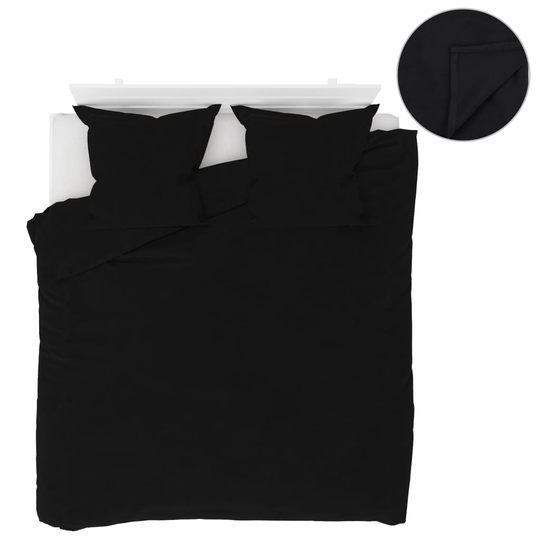 vidaXL sengesæt 5 dele 200 x 200/80 x 80 cm fleece sort