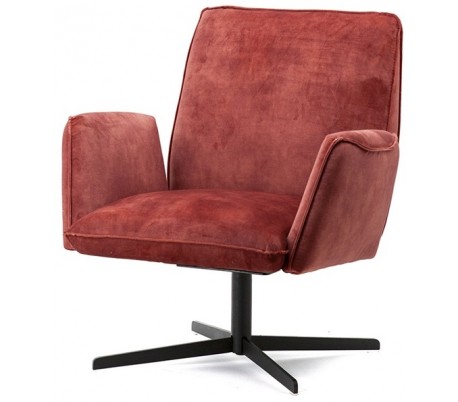 Lænestol i velour og metal H88 x B75 x D80 cm - Pink