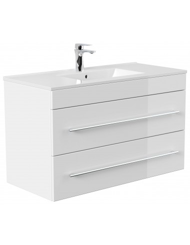 Aurora komplet badmiljø i mdf og keramik H61,7 x B101 cm - Hvid højglans