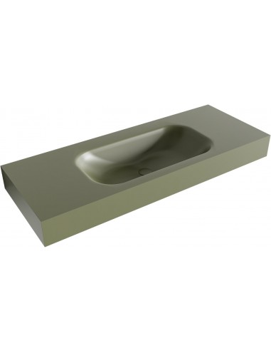 BIG SMALL væghængt håndvask 120 x 46 cm Solid surface - Armygrøn