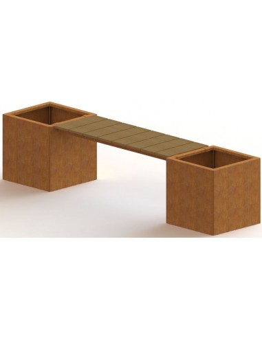 Miami Havebænk med bund B221,2 cm i corten stål og douglas træ