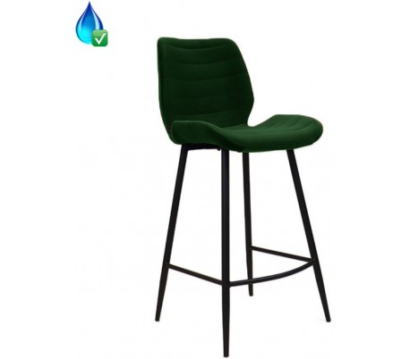 Toby Barstol i velour H104 cm - Sort/Mørkegrøn