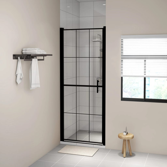 vidaXL brusedør 81x195 cm hærdet glas sort