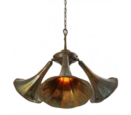 Grammophone lysekrone Ø66 - 100 cm 3 x E27 - Antik messing