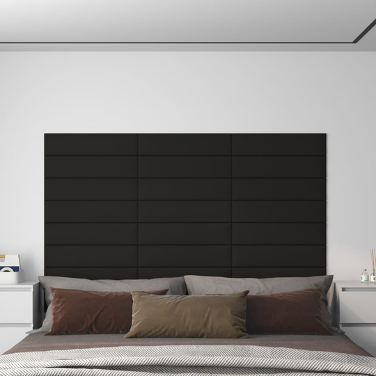vidaXL vægpaneler 12 stk. 60x15 cm 0,54 m² stof sort