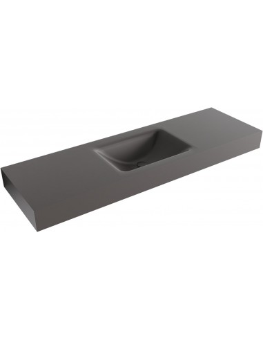 CLOUD væghængt håndvask 150 x 46 cm Solid surface - Mørkegrå