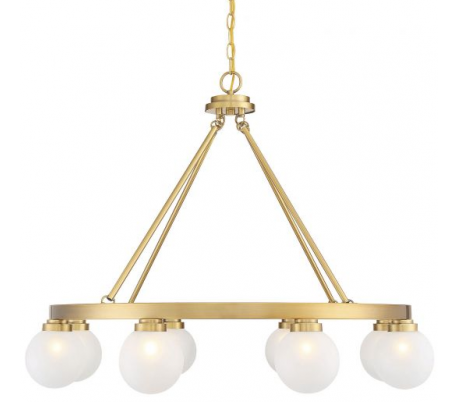 Avery 8 Lysekrone Ø86 cm - Varm messing/Frostet hvid