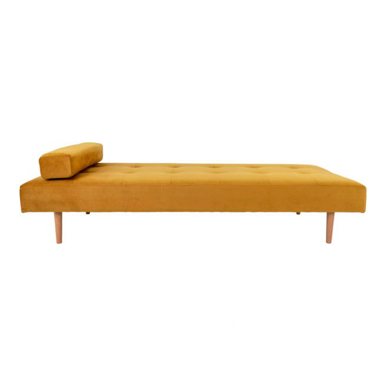 Daybed i sennepsgul velour med træben HN1004 - 5028013