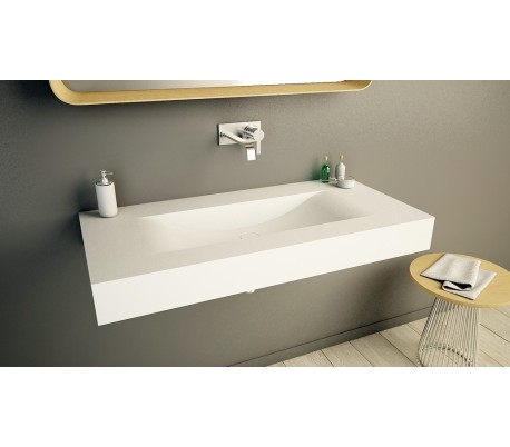 Ideavit Solidvolo vægmonteret håndvask 100 x 48 cm Solid surface - Mat hvid