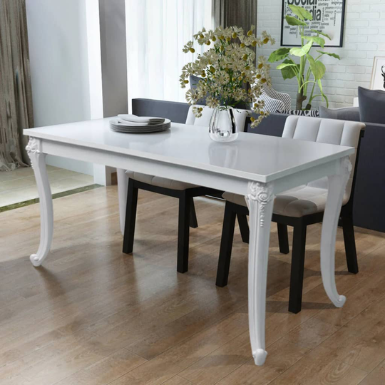 vidaXL spisebord 116 x 66 x 76 cm højglans hvid