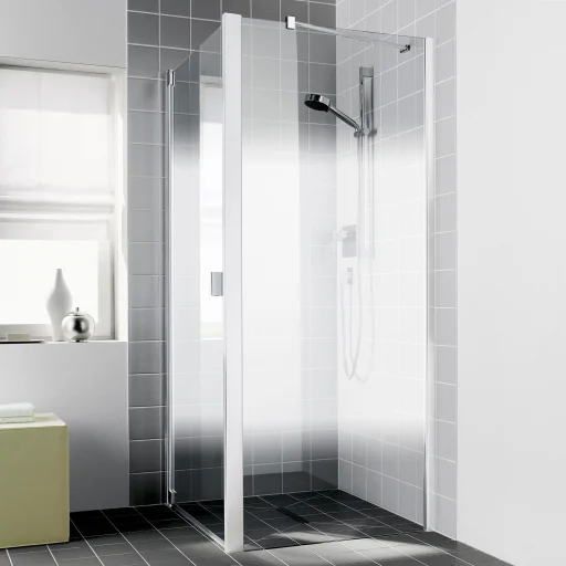 Kermi Raya TWD brusevæg 80x200 cm, vendbar, til brusedør 1WR/1WL, klart glas/120 cm frostet glas