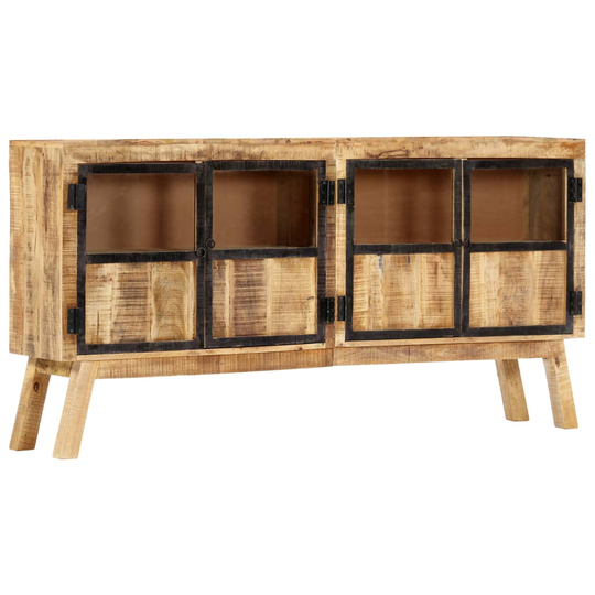 vidaXL skænk 160 x 30 x 80 cm massivt ru mangotræ brun og sort