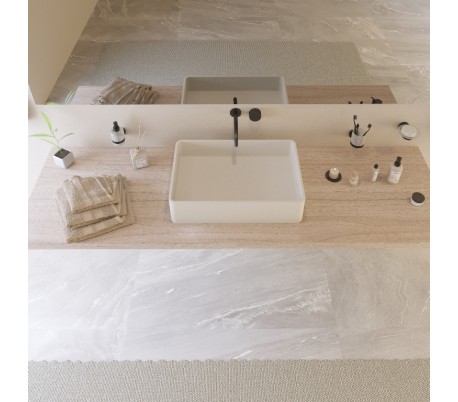 Ideavit Solidtop bordmonteret håndvask 60 x 40 cm Solid surface - Mat hvid