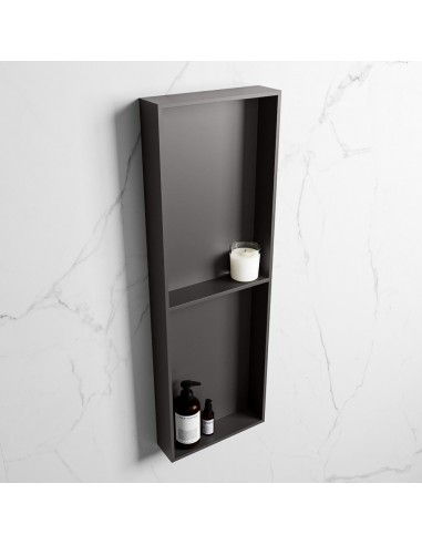 EASY hylde til badeværelset 89,5 x 29,5 cm Solid surface - Mørkegrå