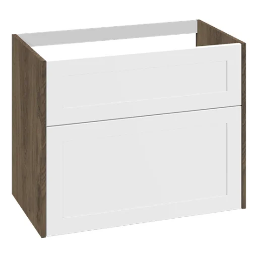 Dansani YOU Classic underskab m/2 skuffer, rammefront, 80 cm, mat hvid/brun eg