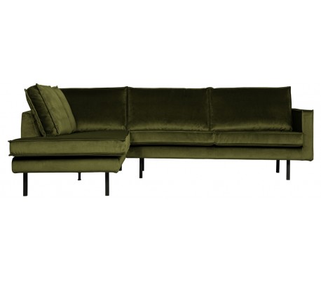 Rodeo Hjørnesofa venstrevendt i velour 266 x 213 cm - Oliven