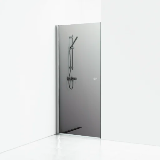 Svedbergs Skoga svingdør 80 cm, røgfarvet glas/blank alu