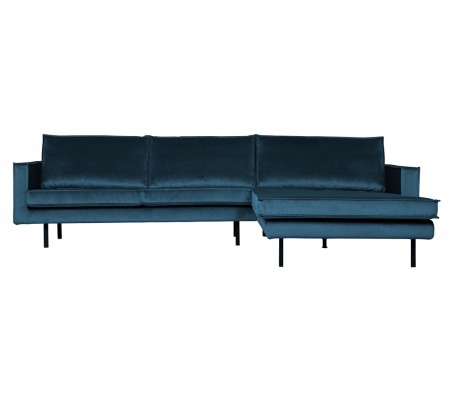 Rodeo Sofa med højrevendt chaiselong i velour 300 x 155 cm - Blå