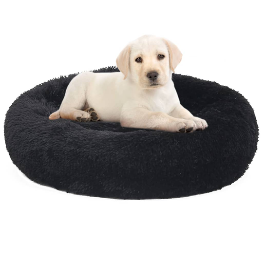 vidaXL vaskbar hunde- og kattepude 50x50x12 cm plys sort