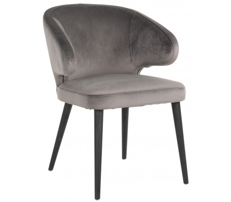 Indigo spisebordsstol i velour H81 cm - Sort/Stengrå