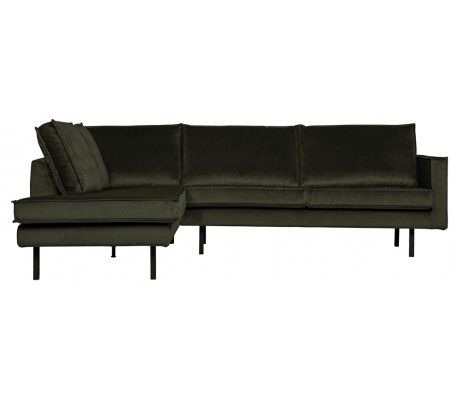 Rodeo Hjørnesofa venstrevendt i velour 266 x 213 cm - Mørkegrøn