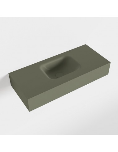 LEX væghængt håndvask 70 x 30 cm Solid surface - Armygrøn