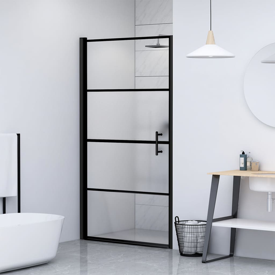 vidaXL brusedør 100x178 cm halvmatteret hærdet glas sort
