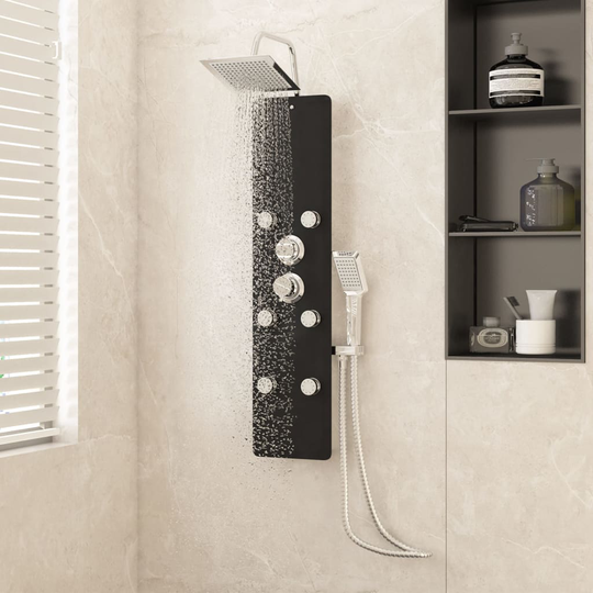 vidaXL brusepanel 25x47,5x130 cm glas sort