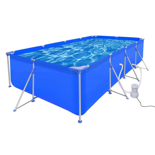 vidaXL swimmingpool med pumpe 394x207x80 cm stål
