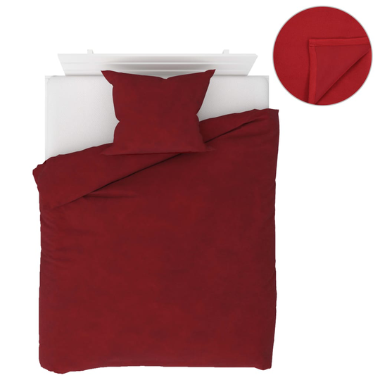 vidaXL sengsæt 4 dele 140 x 200/60 x 70 cm fleece vinrød