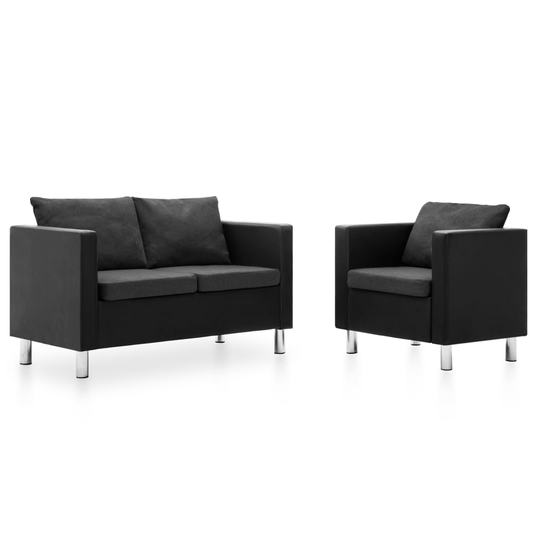 vidaXL sofasæt i 2 dele kunstlæder sort og mørkegrå