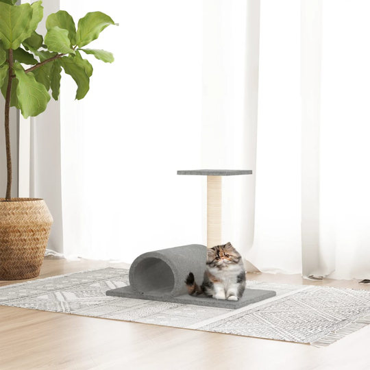 vidaXL kradsetræ med tunnel 60x34,5x50 cm lysegrå