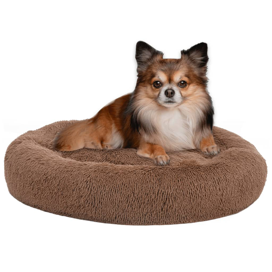 vidaXL vaskbar hunde- og kattepude 50x50x12 cm plys brun