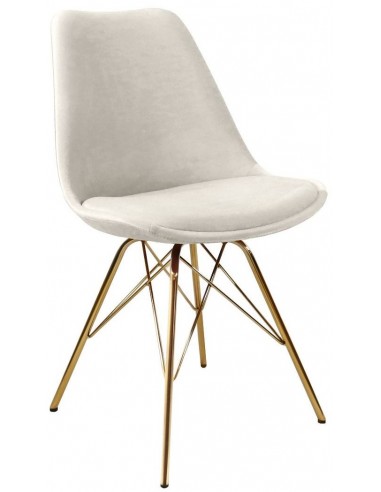 Bucket spisebordsstol i metal og velour H85 cm - Guld/Elfenben