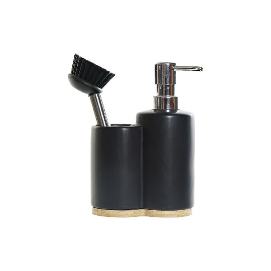 Sæbedispenser DKD Home Decor Køkken Sort Dolomite (11,5 x 6,5 x 18,5 cm)