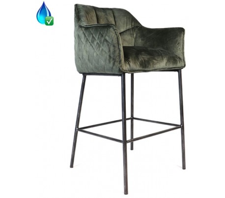 Jayron Barstol i velour H110 cm - Sort/Grøn