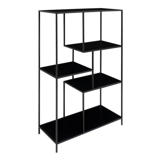 Reol med sort ramme og sorte hylder 36x80x120 cm - 3001060
