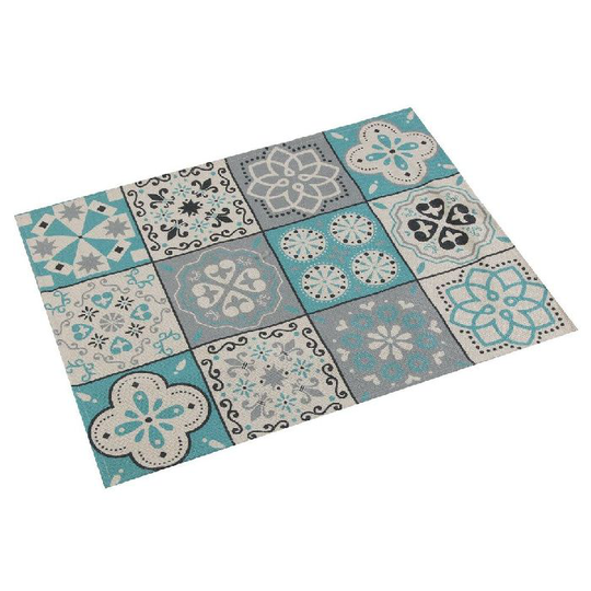 Dækkeserviet Versa Mosaik Turkisblå Polyester (36 x 0,5 x 48 cm)