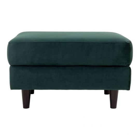 Puf i mørkegrøn velour med sorte ben 52x68xH42 cm HN1006 - 1501536